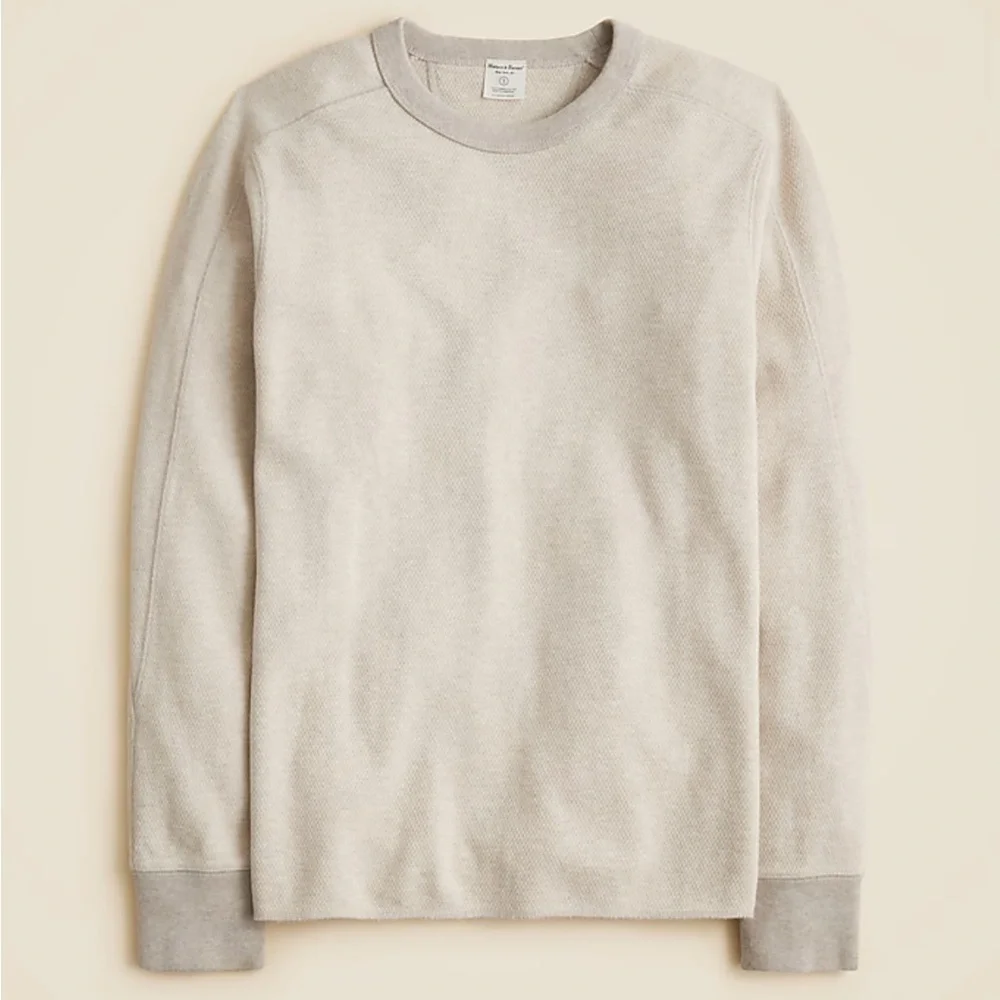 J crew heather ecru Wallace & Barnes honeycomb thermal crewneck